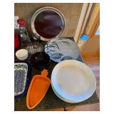 Mixed Kitchen Serveware Lot Polish Pottery Corning Ware Tray Bowls Mixed Kitchen Serveware Lot Polish Pottery Corning Ware Tray Bowls