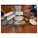 Mixed Serving Ware Lot Mud Pie Godinger Glass Baskets Wood Bowl Mixed Serving Ware Lot Mud Pie Godinger Glass Baskets Wood Bowl