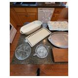 Mixed Serving Ware Lot Mud Pie Godinger Glass Baskets Wood Bowl Mixed Serving Ware Lot Mud Pie Godinger Glass Baskets Wood Bowl