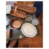 Mixed Serving Ware Lot Mud Pie Godinger Glass Baskets Wood Bowl Mixed Serving Ware Lot Mud Pie Godinger Glass Baskets Wood Bowl
