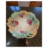 Silesia Germany Porcelain Rose Luster Handled Serving Bowl Vintage Silesia Germany Porcelain Rose Luster Handled Serving Bowl Vintage