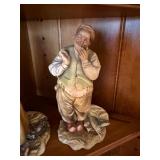 A. Borsato Italian Figural Porcelain Fisherfolk Statues Pair Vintage