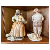 A. Borsato Italian Figural Porcelain Fisherfolk Statues Pair Vintage