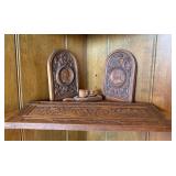 Antique Style Carved Wood Decorative Panels Lot of 3 Relief Plaques