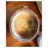 Vintage Hand Painted Floral Ceramic Footed Bowl w Handle Unmarked