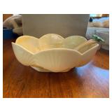 Belleek Ireland Porcelain Condiment Bowl w Spoon Floral Finial