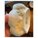 Belleek Ireland Porcelain Condiment Bowl w Spoon Floral Finial