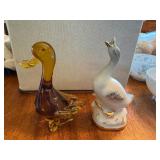 Vintage Duck & Goose Figurines Art Glass and Japan Porcelain Lot