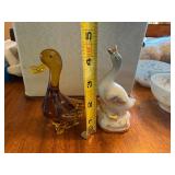 Vintage Duck & Goose Figurines Art Glass and Japan Porcelain Lot