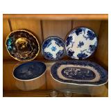 Mixed Vintage Porcelain Plate Lot B&G Willow Cauldon Ridgway 5 Pc