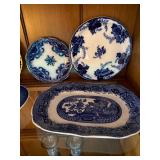 Mixed Vintage Porcelain Plate Lot B&G Willow Cauldon Ridgway 5 Pc