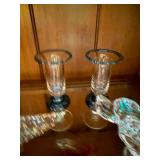 Mixed Vintage Art Glass Lot Elephant Bowl Candlesticks Bird Figurine