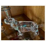 Mixed Vintage Art Glass Lot Elephant Bowl Candlesticks Bird Figurine