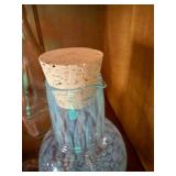 3 Pc Decorative Art Glass Bottle Decanter Tumbler Lot Blue Clear