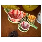 Mixed Decor Lot Kosta Boda Bowl Floral Measuring Cups Glass Hen