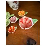 Mixed Decor Lot Kosta Boda Bowl Floral Measuring Cups Glass Hen