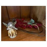 Angel Violin Figurine Hand Painted Resin Cherub Decor Used