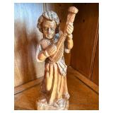 Vintage Bethlehem Olive Wood Hand Carved Angel Figurine Musician