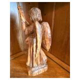 Vintage Bethlehem Olive Wood Hand Carved Angel Figurine Musician