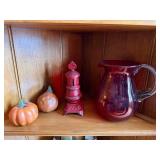 Vintage Cast Iron Lighthouse Still Bank Red Paint Decorative Bank