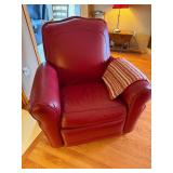 Red Leather Club Armchair Rolled Arms Accent Chair 39x33x37