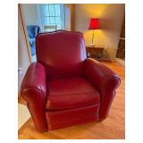Red Leather Club Armchair Rolled Arms Accent Chair 39x33x37