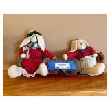 Decorative Home Decor Lot Rabbits Glass Votives Red Oval Platter