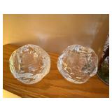 Pair Kosta Boda Art Glass Ice Votive Candle Holders Sweden Label