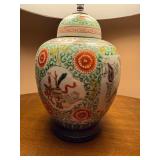 Porcelain Ginger Jar Table Lamp Chinoiserie Floral 24-25in Working