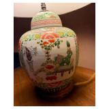 Porcelain Ginger Jar Table Lamp Chinoiserie Floral 24-25in Working