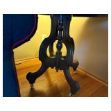 Vintage Oval Wood Parlor Lamp Table w/ Casters 34x25x29 Good