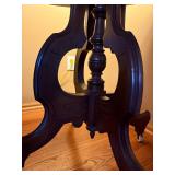 Vintage Oval Wood Parlor Lamp Table w/ Casters 34x25x29 Good