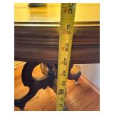 Vintage Oval Wood Parlor Lamp Table w/ Casters 34x25x29 Good