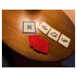 Vintage Oval Wood Parlor Lamp Table w/ Casters 34x25x29 Good