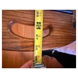 Vintage Oval Oak Folding Coffee Table w Handles Brass Hinges