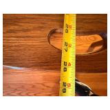 Vintage Oval Oak Folding Coffee Table w Handles Brass Hinges