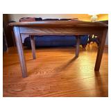 Vintage Oval Oak Folding Coffee Table w Handles Brass Hinges