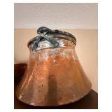 Antique Copper Kettle Cauldron Pot w Iron Swing Handle Tin Lined