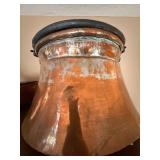 Antique Copper Kettle Cauldron Pot w Iron Swing Handle Tin Lined