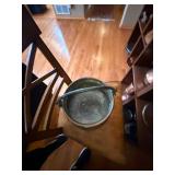 Antique Copper Kettle Cauldron Pot w Iron Swing Handle Tin Lined