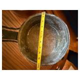 Pair Antique Hammered Copper Pans w Iron Handles Tin Lined 10in