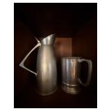 Vintage Pewter Pitcher & 2 Tankards Lot Unity Pewter Quart Mug