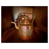 Vintage Copper Decor Lot Tray Kettle Sun Wall Hanging Patina