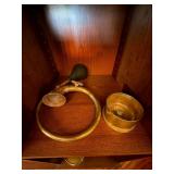 Vintage Brass Bulb Horn w Mount Cup Auto Bicycle Squeeze Horn