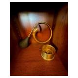 Vintage Brass Bulb Horn w Mount Cup Auto Bicycle Squeeze Horn