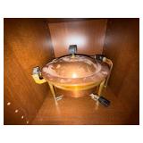 Vintage Copper Tone Chafing Dish Buffet Server w Lid Stand Burner