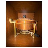 Vintage Copper Tone Chafing Dish Buffet Server w Lid Stand Burner