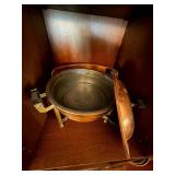 Vintage Copper Tone Chafing Dish Buffet Server w Lid Stand Burner