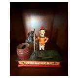 Vintage Trick Dog Cast Iron Mechanical Coin Bank Clown Circus