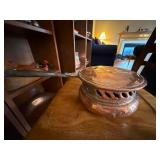 Vintage Hammered Copper Bed Warmer Foot Warmer Pan w Wood Handle